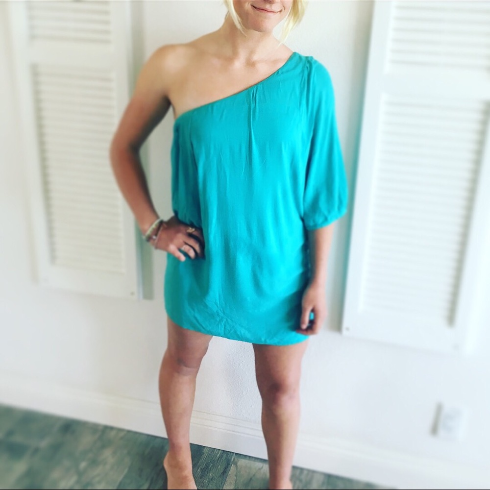 Vibrant blue asymmetrical dress